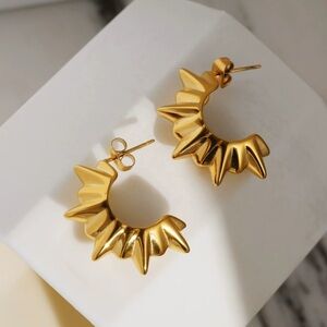 (A.2) 18k Plated Gold Sunburst Earrings